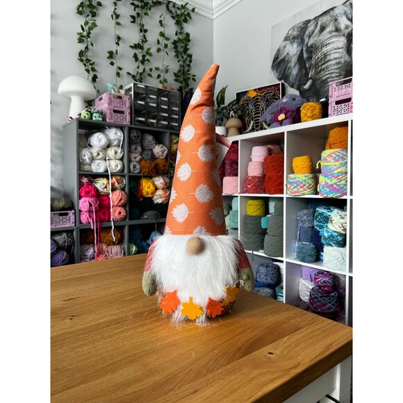 NWT Fall Leaf Weighted Gnome Decor - Picture 1 of 4